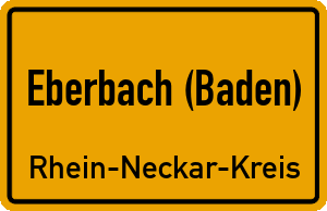 Ortschild Eberbach (Baden)
