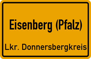 Ortschild Eisenberg (Pfalz)