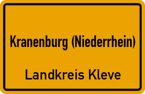 Ortschild Kranenburg (Niederrhein)
