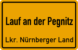 Ortschild Lauf an der Pegnitz