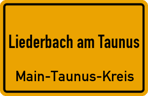 Ortschild Liederbach am Taunus