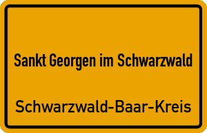 Ortschild Sankt Georgen im Schwarzwald