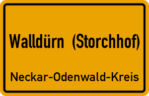 Ortschild Walldürn (Storchhof)