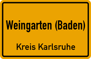 Ortschild Weingarten (Baden)