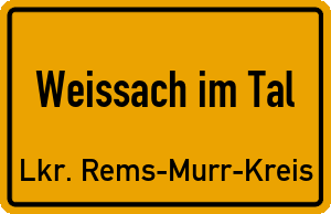 Ortschild Weissach im Tal