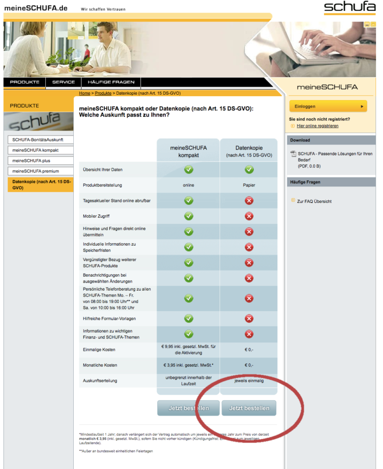 kostenlose Schufa Auskunft online beantragen | Recherche & Testantrag